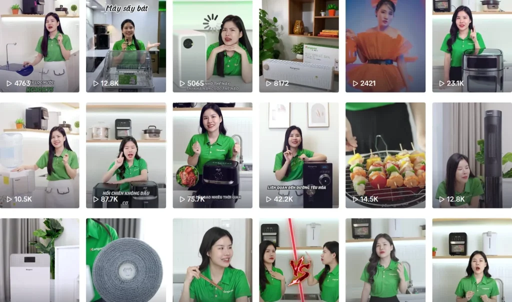 Grid of Kangaroo TikTok product videos