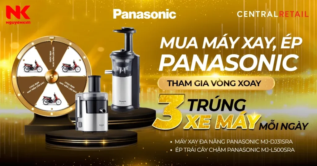 Panasonic x Nguyen Kim "win 3 motorbikes a day" campaign key visual